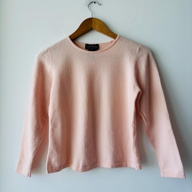 Vintage Charter Club Sweater Baby Pink Merino Wool Shrunken Women Large Dollette 