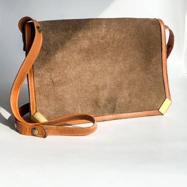1970s Taupe Suede &amp; Leather Bag