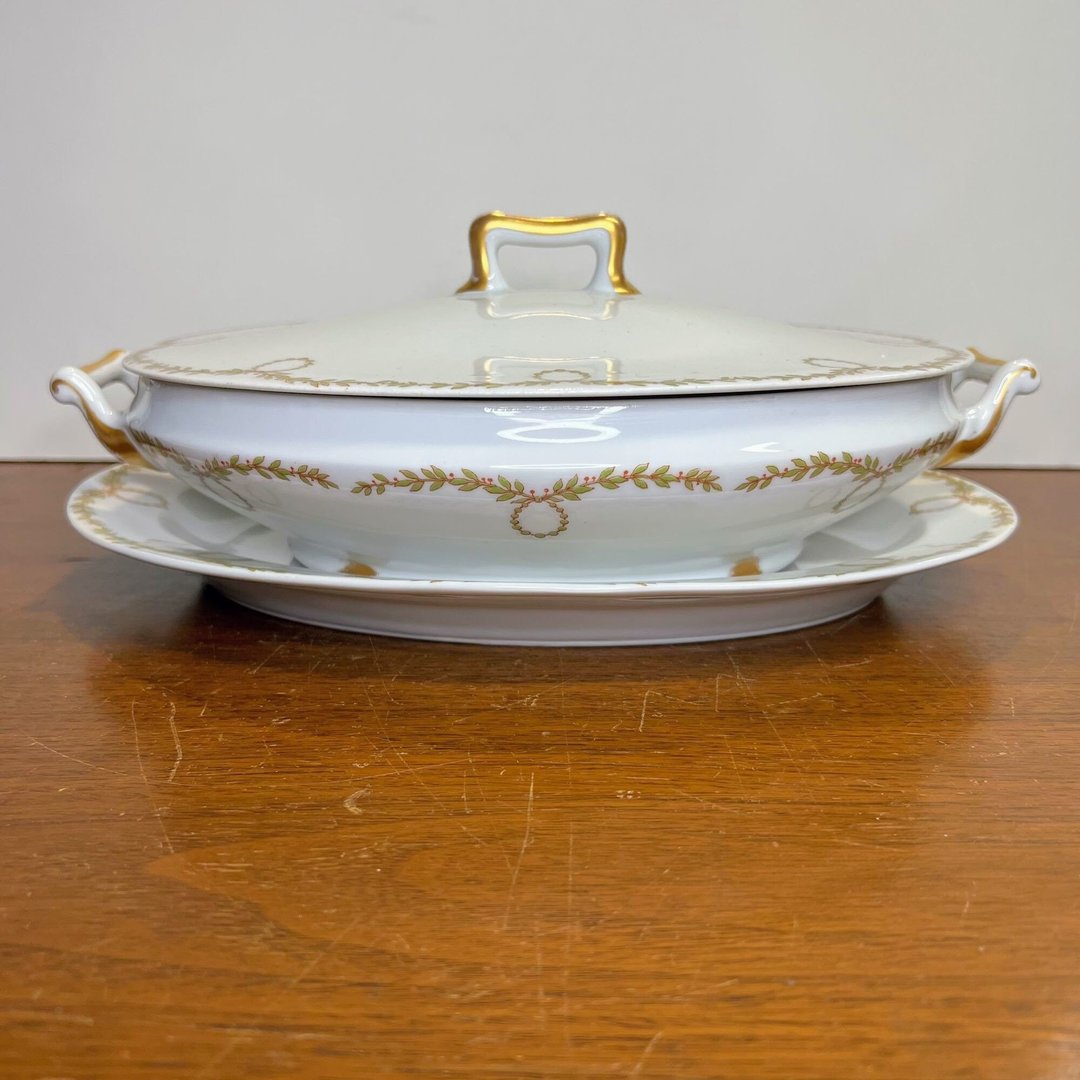 Antique Limoges France Theodore Haviland Covered Vegetable Bowl with