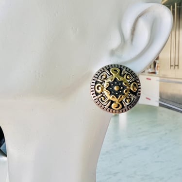 Carolyn Pollack Relios Sterling & Brass Stud Clip On Earrings 