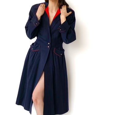 1940s Navy Collared Coat, sz. M