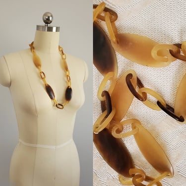 Vintage Celluloid Chain Link Necklace - Vintage Jewelry - Vintage Accessories - Boho Fashion 