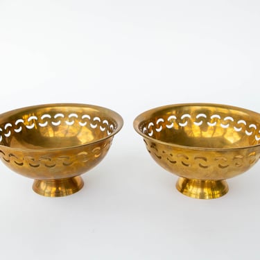 Brass Pedestal Lattice Bowls (Sold Individually) 