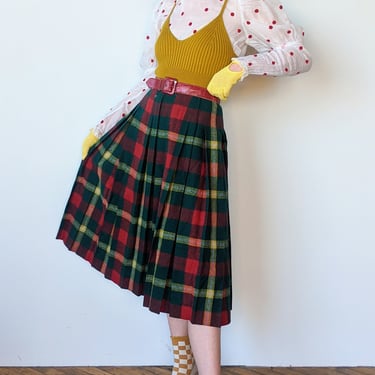 1970s Belted Plaid Skirt, sz. S/M