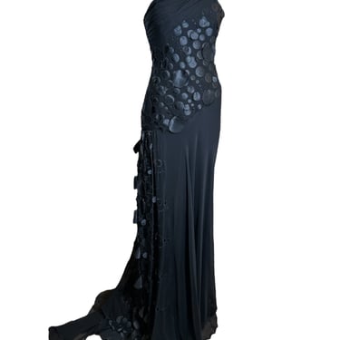 Lorena Sarbu Black Bubbles Elegant One Shoulder Gown