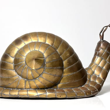 Vintage Sergio Bustamante Brass Snail Sculpture Mexico Mid Century Modern 1970s 