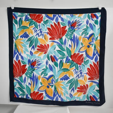 1980s Dominique Martine Floral Cotton Scarf 