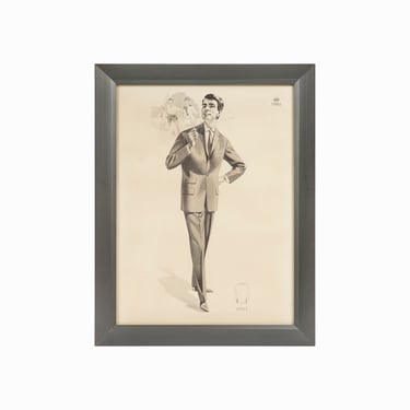 1960 Fashion Print Advertising Men's Suit Jacket Mid Century H544 