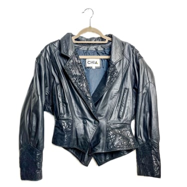 1980s genuine leather jacket SIZE L 