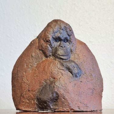 GERMAN STUDIO POTTERY GORILLA SCULPTURE - SIGNED &quot;AC&quot;