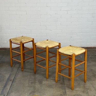 Italian style rush woven stools- set of three 