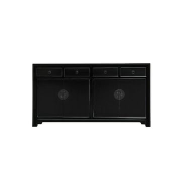 Oriental Black 4 Drawers Moon Face Sideboard Buffet Table Cabinet ws4746E 