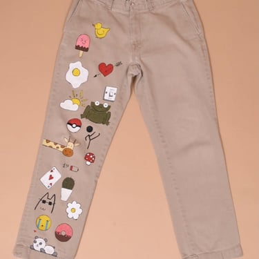 Khaki Hand Painted Pants By Polo Ralph Lauren, 34