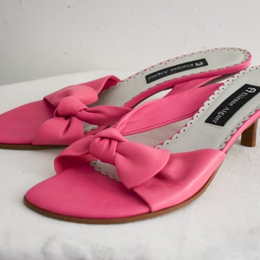 1990s/Y2K Aigner Pink Leather Kitten Heel Sandals, Size 8M 