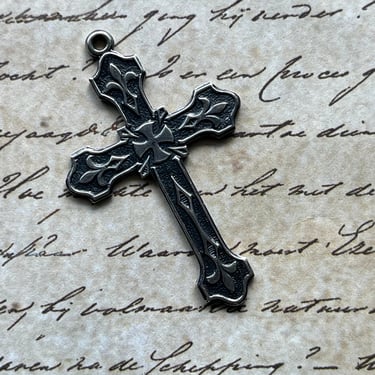 sterling silver cross pendant vintage Maltese embossed necklace charm 