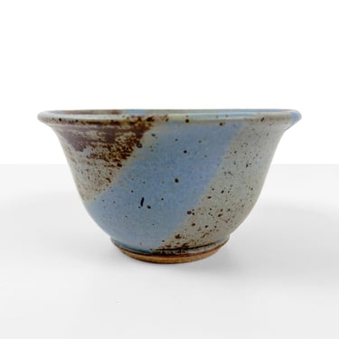 Vintage Small Stoneware Bowl with Diagonal Striped Glaze 