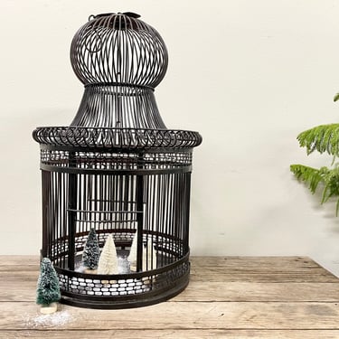 Large Black Iron Birdcage | 3' Iron Birdcage | Dome Bird Cage | Industrial Vintage Iron Cage | Flower Display | Plant Display | Seasonal 