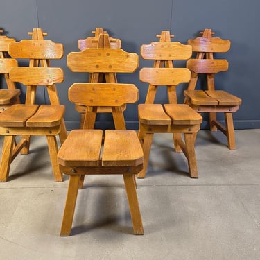 Vintage Spanish brutalist dining chairs, set of 6 - 1960