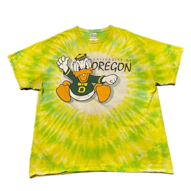 (XL) Yellow Tie Dye University of Oregon T-Shirt 070722 RK