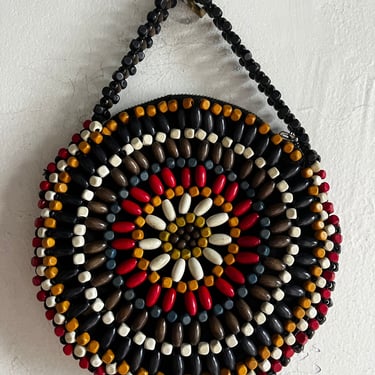 Early 1940s Suzanne Czechoslovakian Colorful Wooden Beaded Purse Vintage 