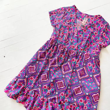 1970s Pink + Purple Printed Pajama Set 