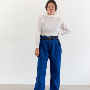 Vintage 29-41 Waist Matisse Blue Workwear Trousers | Unisex Lightweight 1950s High Waist Cotton Pants | Bright Blue Chino | M L 