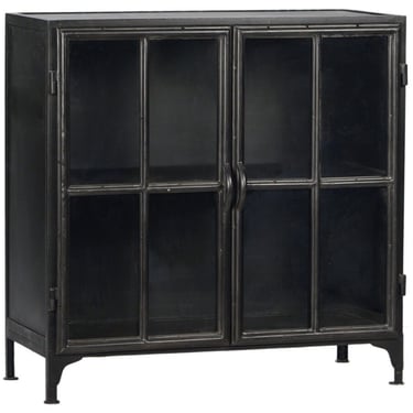 Wonderful 36" Black Sheet Metal Steel and Glass Display Cabinet by Terra Nova Designs Los Angeles 