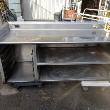 Stainless Steel Restaurant Prep Counter with Storage Shelves