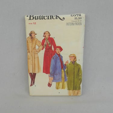 70s Pattern - Misses' Coat & Jacket - Uncut Butterick 5078 - Belted Trench Coat - Vintage 1970s Sewing Pattern - Size 12 34" bust 