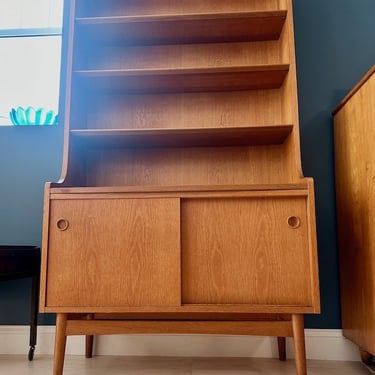 Danish Teak & Oak Tall Bookcase Cabinet