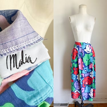 Vintage 1970s Malia Floral Skirt / M 