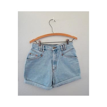 Vintage 90s Denim Shorts - Light Blue Wash High Waisted Cuffed Jean Short - Size Small - Rio by Stephen Mardon 