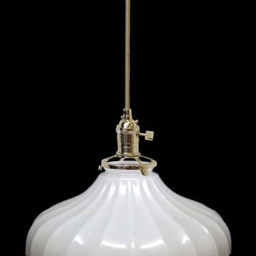 Custom Antique White Milk Glass 9 in. Kitchen Pendant Light