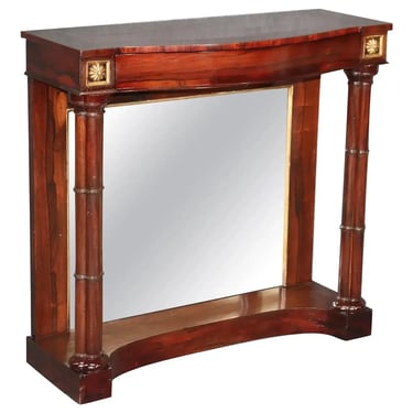 French Regency Banded Rosewood and Mirror Back Console Table, circa 1860