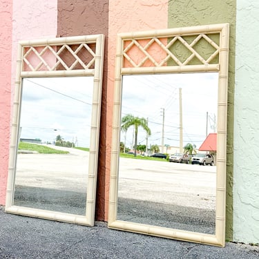 Pair of Faux Bamboo Chippendale Mirrors