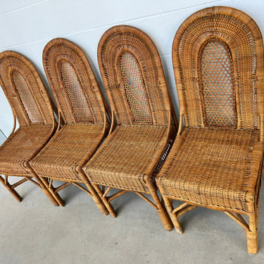 Antique Wicker Rattan French Bistro Chairs 