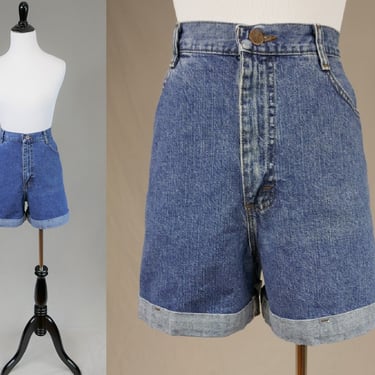 90s Lee Riders Jean Shorts - 33" High Rise Waist - Cotton Denim - Vintage 1990s - XL 