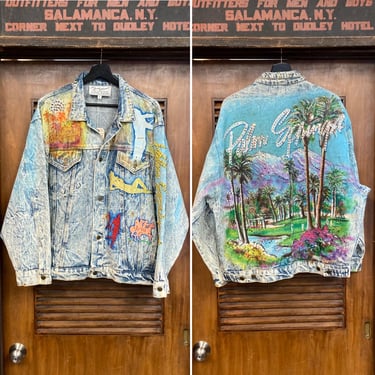 Vintage 1980’s Dated 1987 “Tony Alamo” Palm Springs Artwork Denim Trucker Jacket, Original, Oversize, Vintage Denim Jacket 