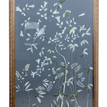 Framed Chinese Hand Painted Silk Wallpaper Panel