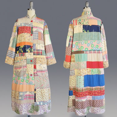 1930s Patchwork Coat / 1930s Handmade Coat / Vintage Patchwork / Dustbowl Clothing / Depression Era Clothing / Size Small 