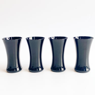 Vintage Small Black Curved Tumblers, set of 4
