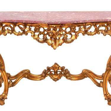 Louis XV Style Giltwood and Marble Console Table