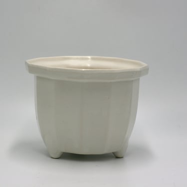 vintage Imperial white pottery footed planter 