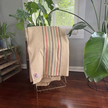 Vintage 40s 50s Pendleton National Park Blanket Yellowstone Wyoming Rocky Mountain Candy Striped 