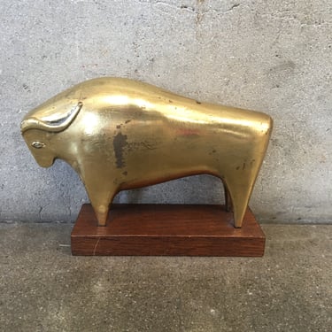 Mid Century Modern Brass Bull Italy Sculpture