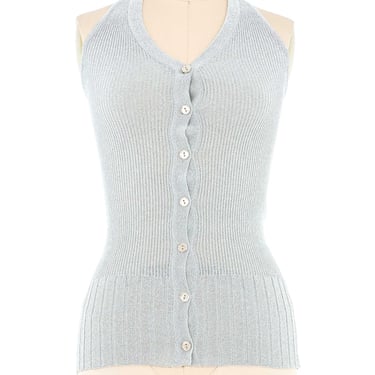 Yves Saint Laurent Silver Lurex Knit Vest