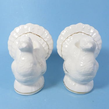 Vintage White Ceramic Turkey Candle Holders - Pair of White Turkey Candle Holders 