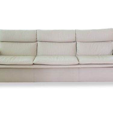 Contemporary Modern Saporiti Perforated Leather Dove Grey Sofa 