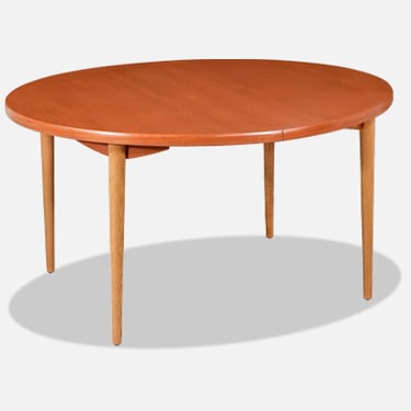 Danish Modern Expanding Oval Teak & Oak Dining Table