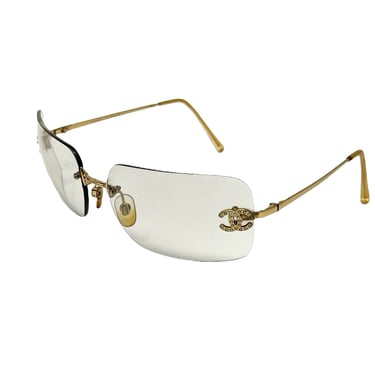 Chanel Clear Rhinestone Rimless Sunglasses